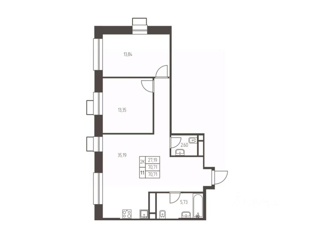 1-BD Apartment Sale, 70.7 sq. m. at Novaya Ivanteevka, Zavodskaya ulitsa, Ivanteyevka, Pshkinskiy Urban District, Moscow Region, Russia #1