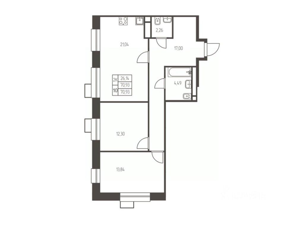 1-BD Apartment Sale, 70.9 sq. m. at Novaya Ivanteevka, Zavodskaya ulitsa, Ivanteyevka, Pshkinskiy Urban District, Moscow Region, Russia #1