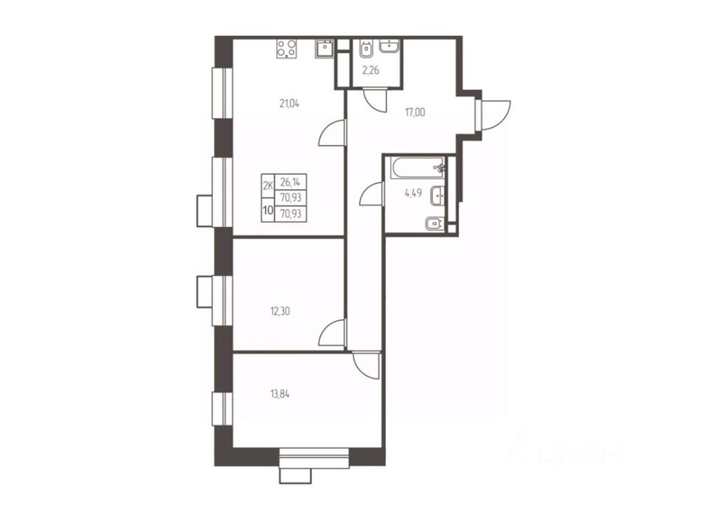 1-BD Apartment Sale, 70.9 sq. m. at Novaya Ivanteevka, Zavodskaya ulitsa, Ivanteyevka, Pshkinskiy Urban District, Moscow Region, Russia #1