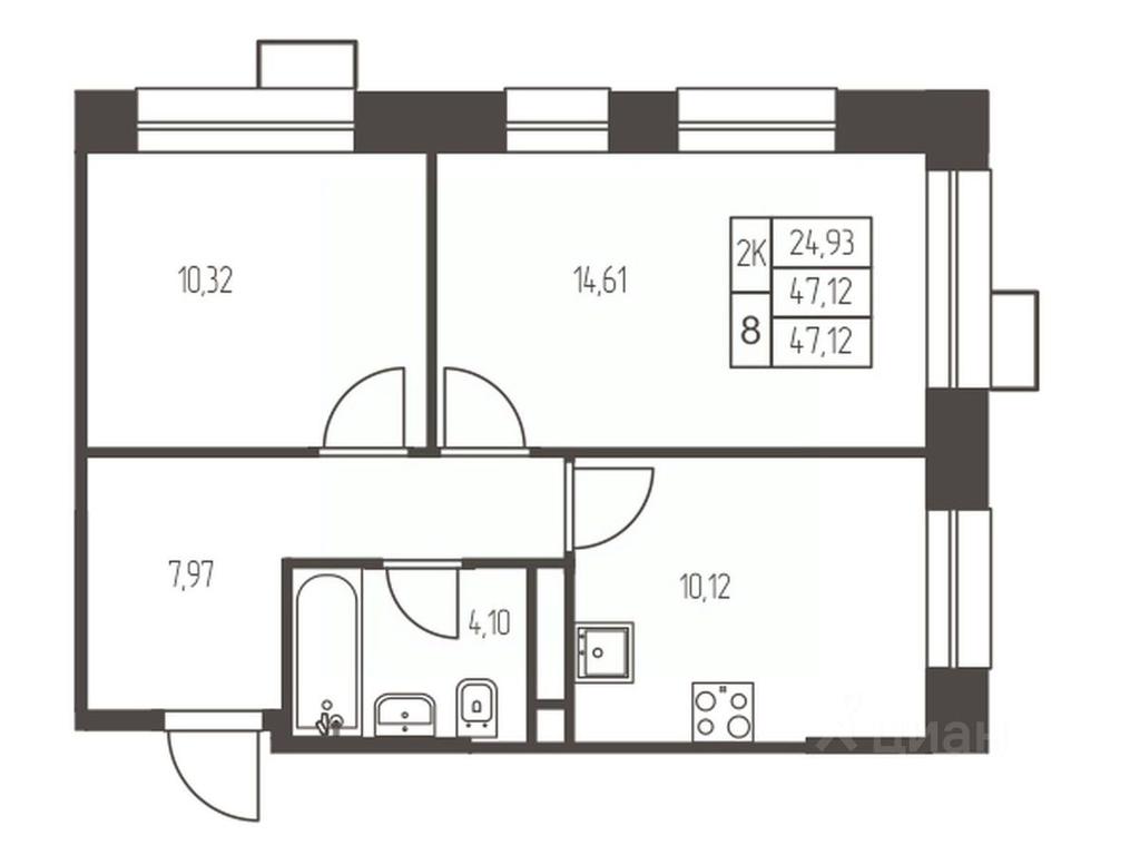 1-BD Apartment Sale, 47.1 sq. m. at Novaya Ivanteevka, Zavodskaya ulitsa, Ivanteyevka, Pshkinskiy Urban District, Moscow Region, Russia #1