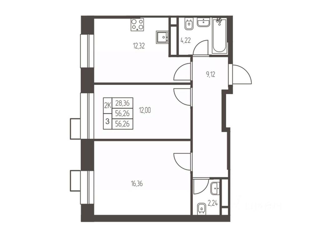 1-BD Apartment Sale, 56.3 sq. m. at Novaya Ivanteevka, Zavodskaya ulitsa, Ivanteyevka, Pshkinskiy Urban District, Moscow Region, Russia #1