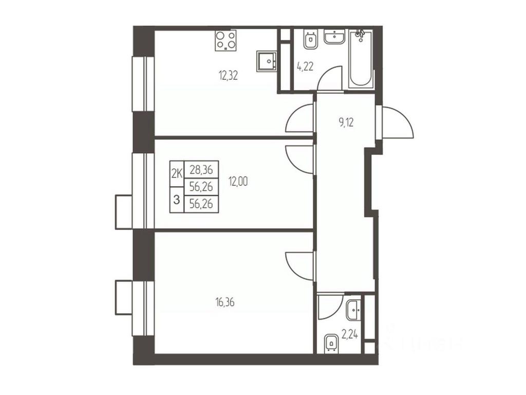 1-BD Apartment Sale, 56.3 sq. m. at Novaya Ivanteevka, Zavodskaya ulitsa, Ivanteyevka, Pshkinskiy Urban District, Moscow Region, Russia #1