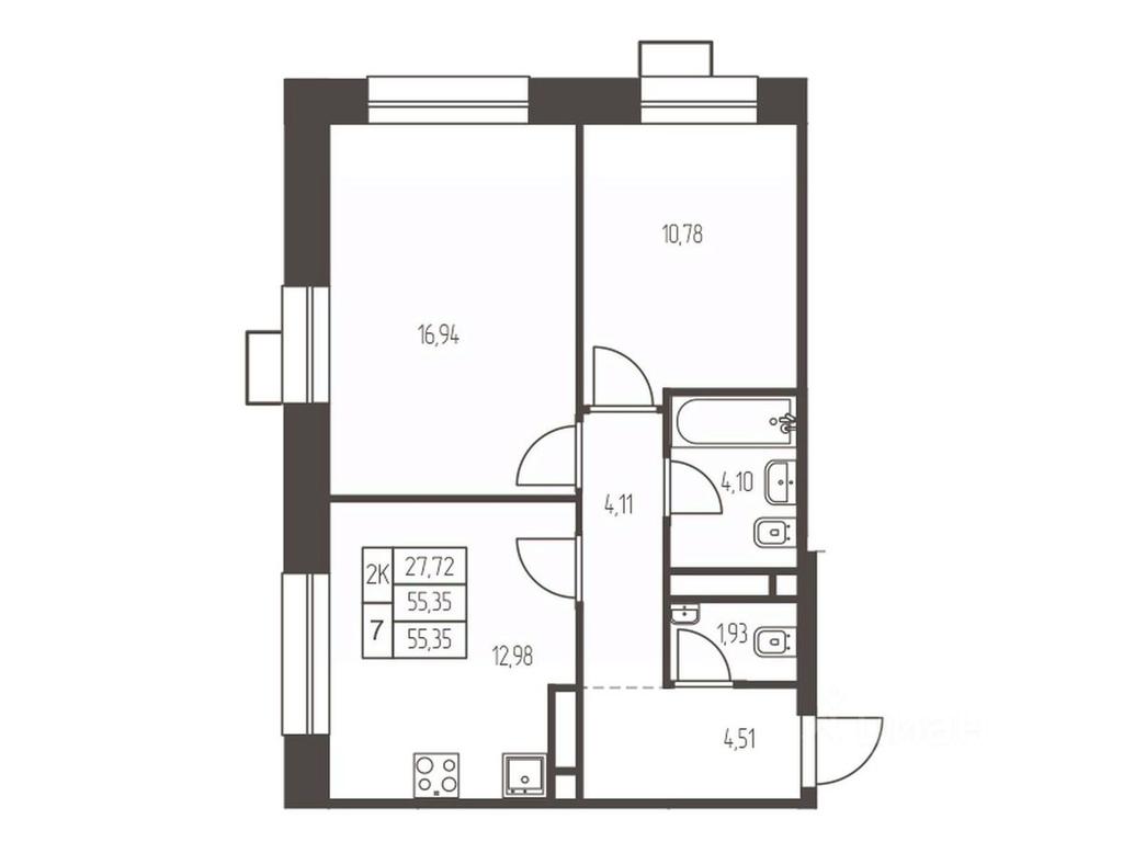 1-BD Apartment Sale, 55.4 sq. m. at Novaya Ivanteevka, Zavodskaya ulitsa, Ivanteyevka, Pshkinskiy Urban District, Moscow Region, Russia #1