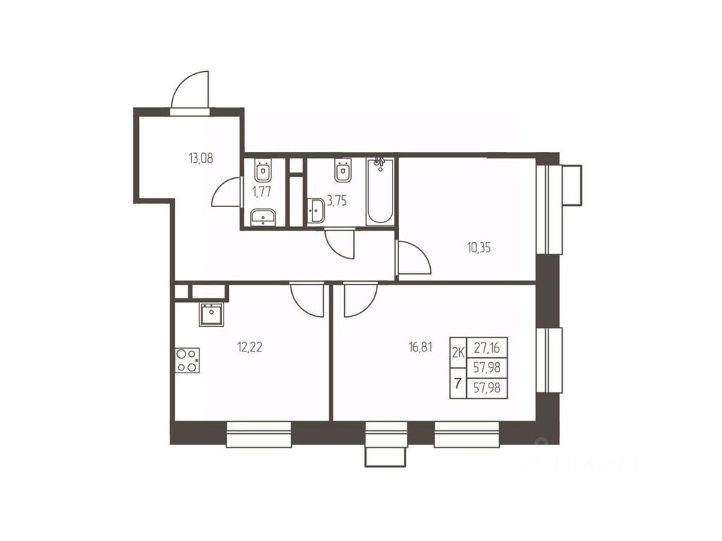 1-BD Apartment Sale, 58 sq. m. at Novaya Ivanteevka, Zavodskaya ulitsa, Ivanteyevka, Pshkinskiy Urban District, Moscow Region, Russia #1