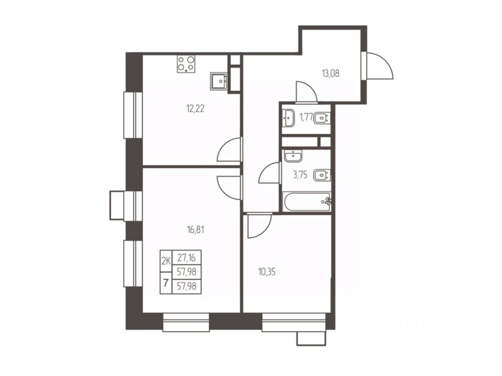1-BD Apartment Sale, 58 sq. m. at Novaya Ivanteevka, Zavodskaya ulitsa, Ivanteyevka, Pshkinskiy Urban District, Moscow Region, Russia #1