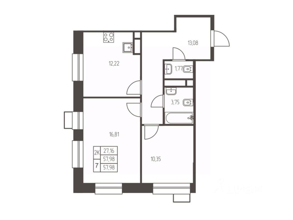 1-BD Apartment Sale, 58 sq. m. at Novaya Ivanteevka, Zavodskaya ulitsa, Ivanteyevka, Pshkinskiy Urban District, Moscow Region, Russia #1