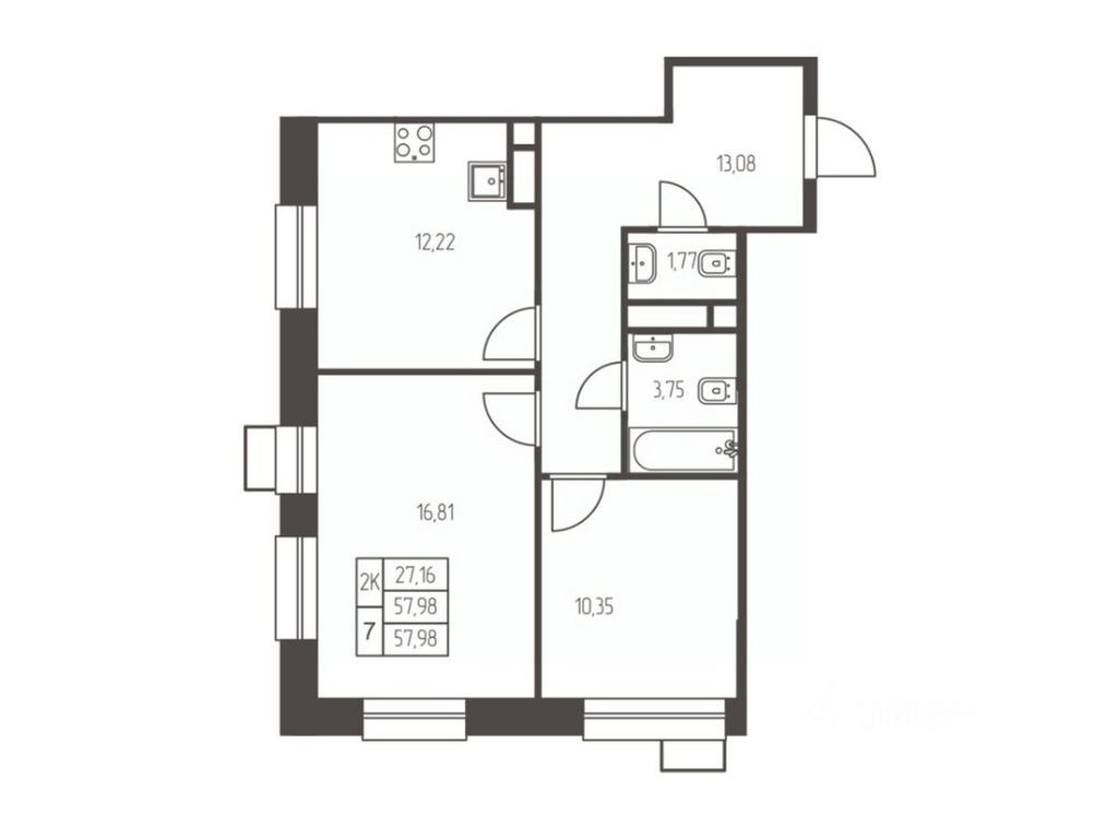 1-BD Apartment Sale, 58平方米 at Novaya Ivanteevka, Zavodskaya ulitsa, Ivanteyevka, Pshkinskiy Urban District, Moscow Region, Russia #1
