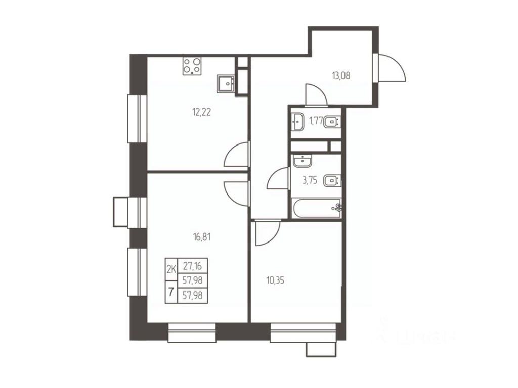 1-BD Apartment Sale, 58 sq. m. at Novaya Ivanteevka, Zavodskaya ulitsa, Ivanteyevka, Pshkinskiy Urban District, Moscow Region, Russia #1