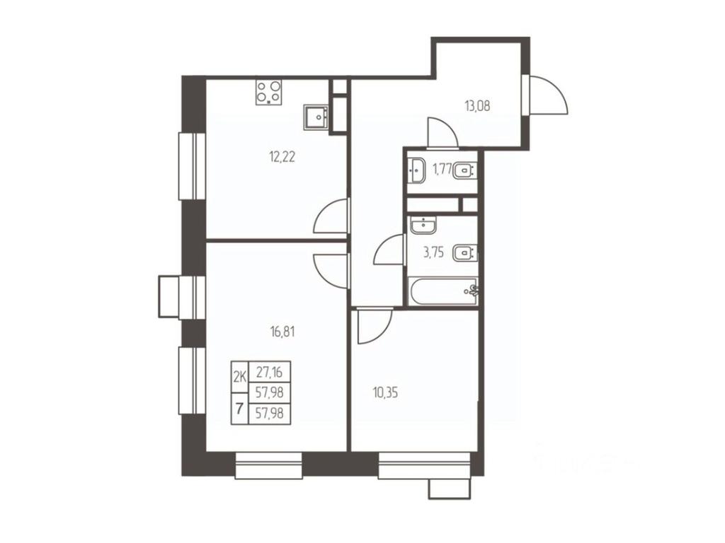 1-BD Apartment Sale, 58 sq. m. at Novaya Ivanteevka, Zavodskaya ulitsa, Ivanteyevka, Pshkinskiy Urban District, Moscow Region, Russia #1