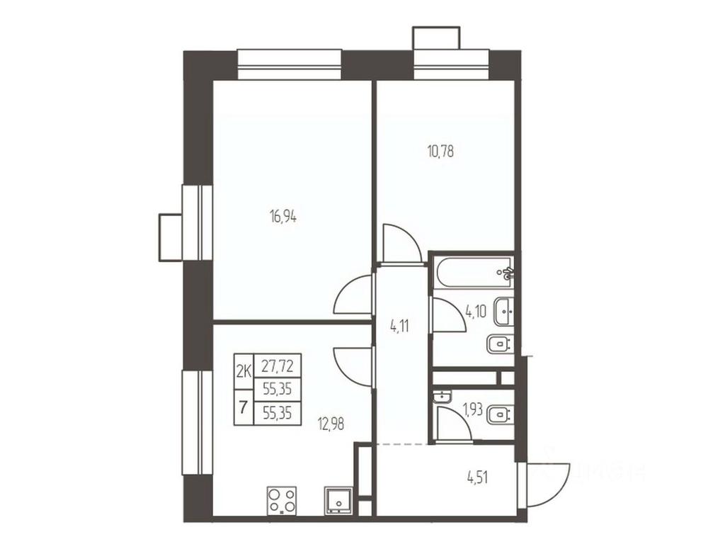 1-BD Apartment Sale, 55.4 sq. m. at Novaya Ivanteevka, Zavodskaya ulitsa, Ivanteyevka, Pshkinskiy Urban District, Moscow Region, Russia #1