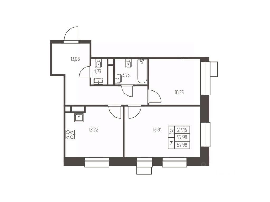 1-BD Apartment Sale, 58 sq. m. at Novaya Ivanteevka, Zavodskaya ulitsa, Ivanteyevka, Pshkinskiy Urban District, Moscow Region, Russia #1