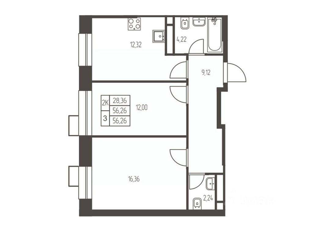 1-BD Apartment Sale, 56.3 sq. m. at Novaya Ivanteevka, Zavodskaya ulitsa, Ivanteyevka, Pshkinskiy Urban District, Moscow Region, Russia #1