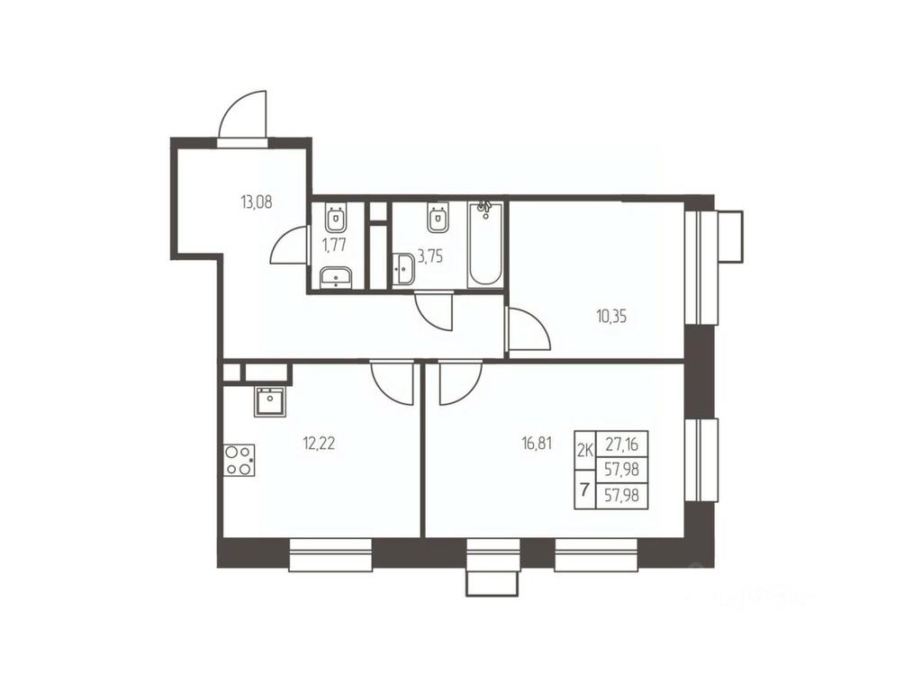 1-BD Apartment Sale, 58 sq. m. at Novaya Ivanteevka, Zavodskaya ulitsa, Ivanteyevka, Pshkinskiy Urban District, Moscow Region, Russia #1