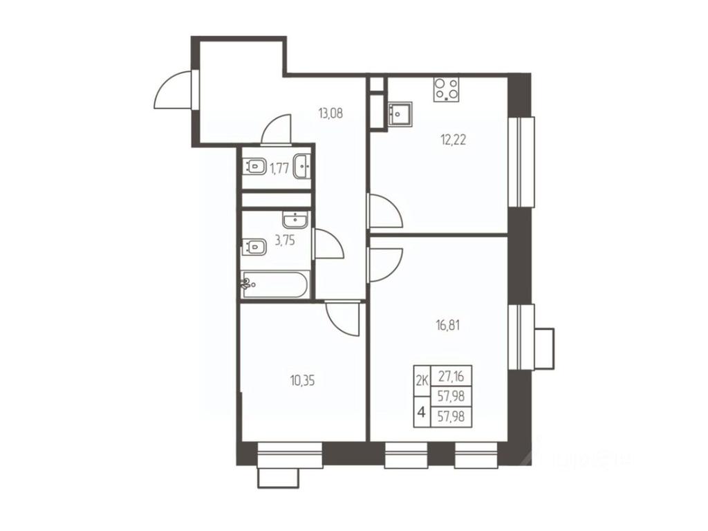 1-BD Apartment Sale, 58 sq. m. at Novaya Ivanteevka, Zavodskaya ulitsa, Ivanteyevka, Pshkinskiy Urban District, Moscow Region, Russia #1