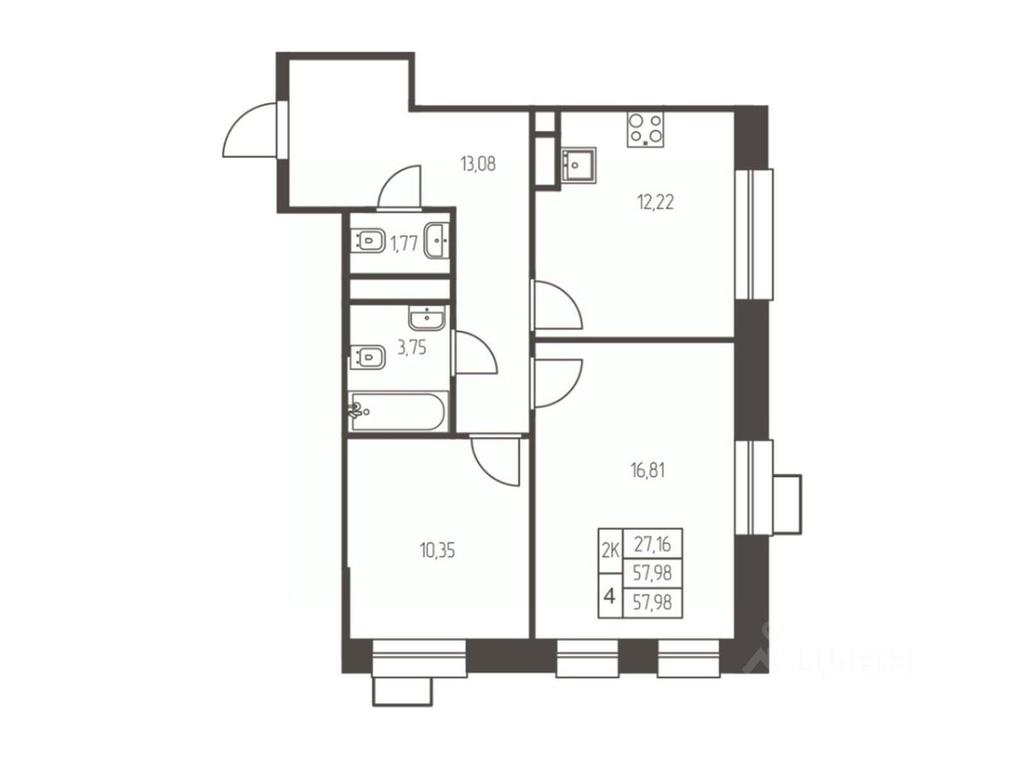 1-BD Apartment Sale, 58 sq. m. at Novaya Ivanteevka, Zavodskaya ulitsa, Ivanteyevka, Pshkinskiy Urban District, Moscow Region, Russia #1