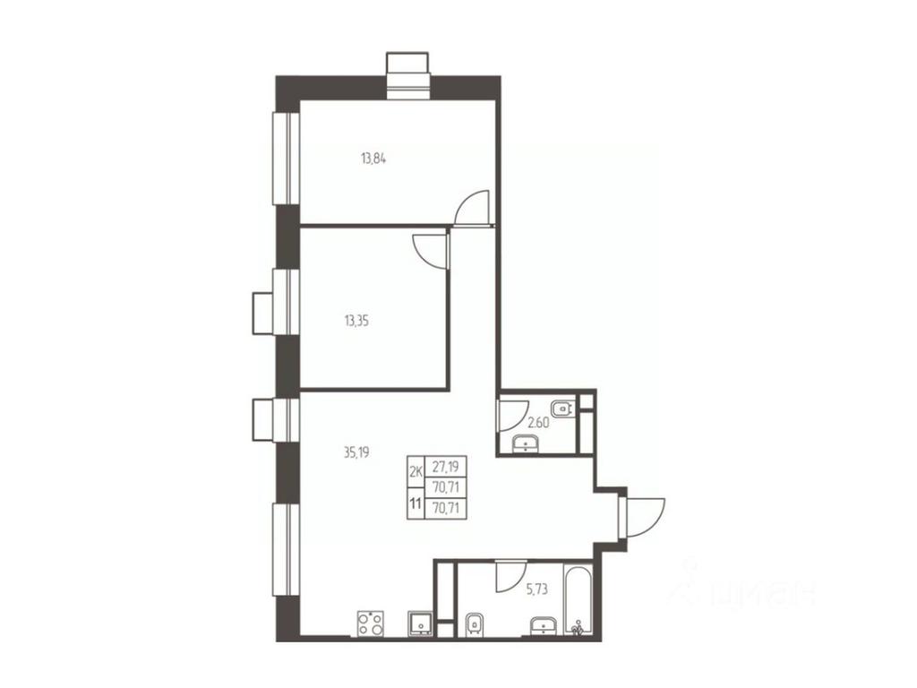 1-BD Apartment Sale, 70.7 sq. m. at Novaya Ivanteevka, Zavodskaya ulitsa, Ivanteyevka, Pshkinskiy Urban District, Moscow Region, Russia #1