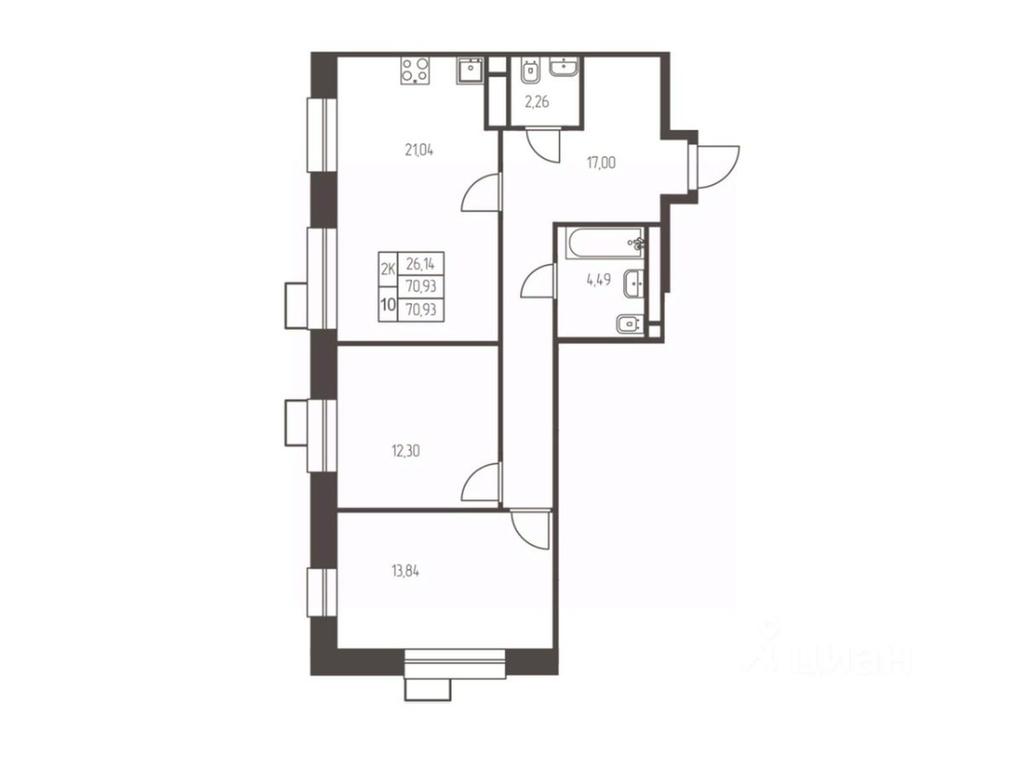 1-BD Apartment Sale, 70.9 sq. m. at Novaya Ivanteevka, Zavodskaya ulitsa, Ivanteyevka, Pshkinskiy Urban District, Moscow Region, Russia #1