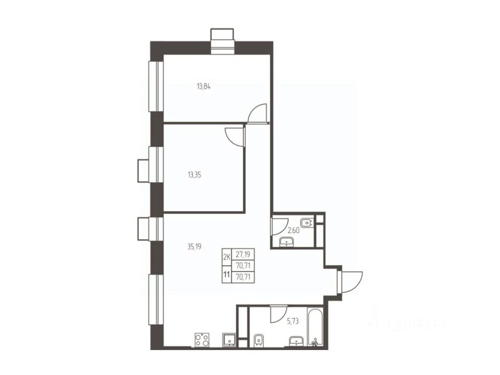 1-BD Apartment Sale, 70.7 sq. m. at Novaya Ivanteevka, Zavodskaya ulitsa, Ivanteyevka, Pshkinskiy Urban District, Moscow Region, Russia #1