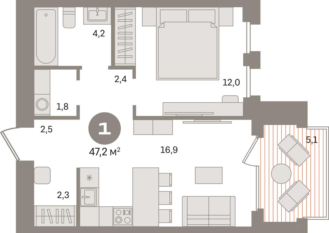 1-BD Apartment Sale, 47.2 sq. m. at Dom A, Dubininskaya Street, вл59к2, Moscow, Russia #1 1-BD Apartment Sale, 47.2 sq. m. at Dom A, Dubininskaya Street, вл59к2, Moscow, Russia #1
