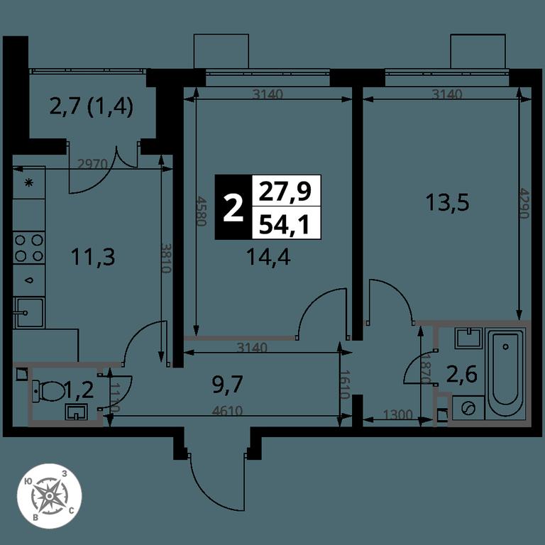 2-BD Apartment Sale, 54.1 sq. m. at Pervy Donskoj, zhiloy mikrorayon Sapronovo, derevnya Sapronovo, Leninskiy City District, Moscow Region, Russia #2 2-BD Apartment Sale, 54.1 sq. m. at Pervy Donskoj, zhiloy mikrorayon Sapronovo, derevnya Sapronovo, Leninskiy City District, Moscow Region, Russia #2