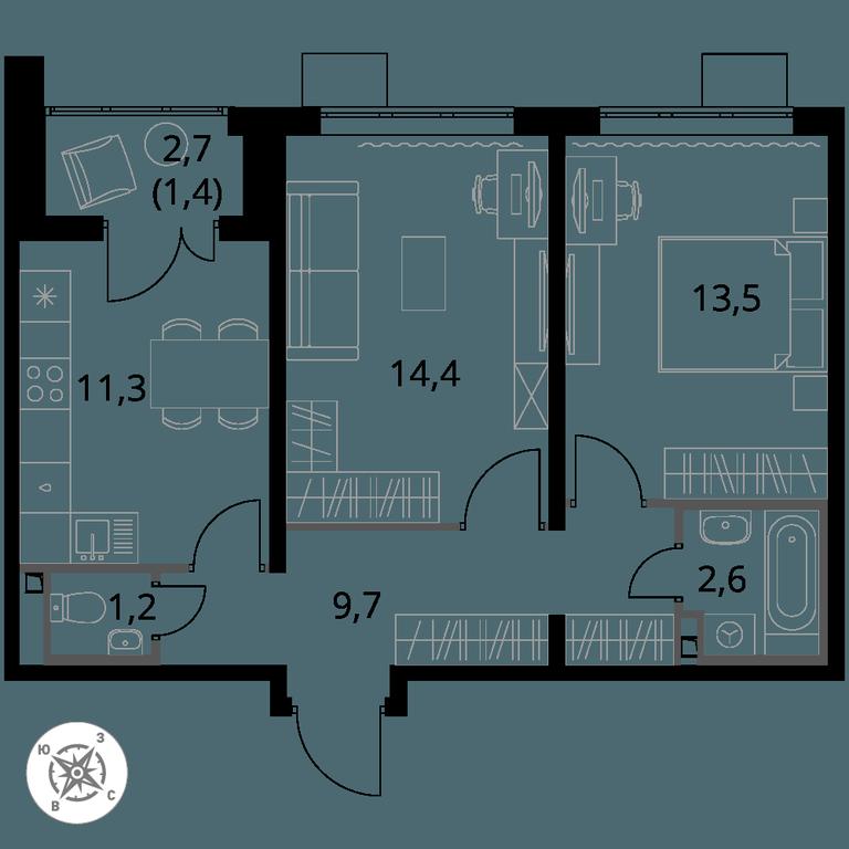 2-BD Apartment Sale, 54.1 sq. m. at Pervy Donskoj, zhiloy mikrorayon Sapronovo, derevnya Sapronovo, Leninskiy City District, Moscow Region, Russia #1 2-BD Apartment Sale, 54.1 sq. m. at Pervy Donskoj, zhiloy mikrorayon Sapronovo, derevnya Sapronovo, Leninskiy City District, Moscow Region, Russia #1