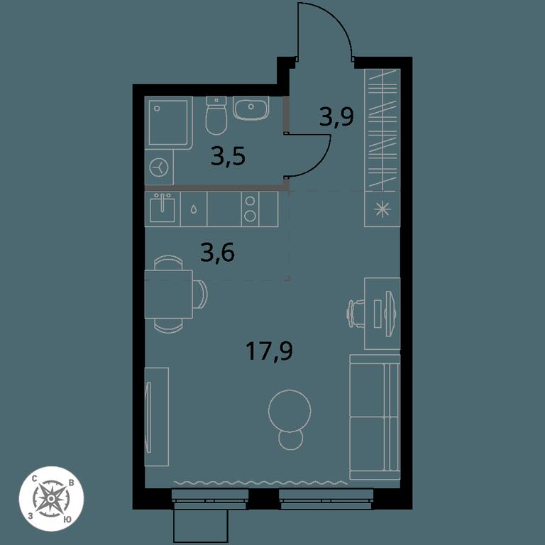 Apartment Sale, 28.9 sq. m. at Pervy Donskoj, zhiloy mikrorayon Sapronovo, derevnya Sapronovo, Leninskiy City District, Moscow Region, Russia #1 Apartment Sale, 28.9 sq. m. at Pervy Donskoj, zhiloy mikrorayon Sapronovo, derevnya Sapronovo, Leninskiy City District, Moscow Region, Russia #1