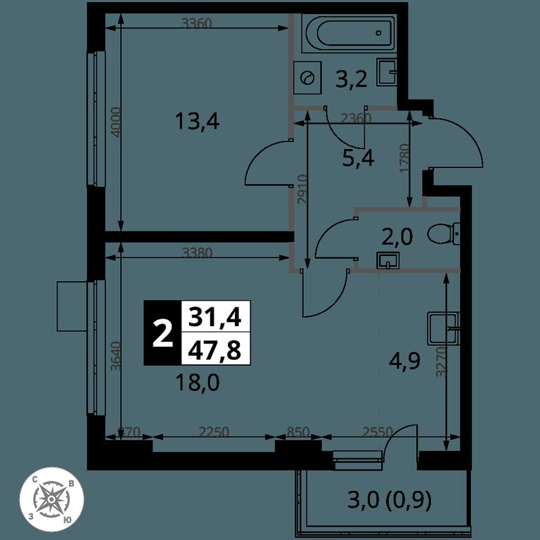 2-BD Apartment Sale, 47.8 sq. m. at Pervy Donskoj, zhiloy mikrorayon Sapronovo, derevnya Sapronovo, Leninskiy City District, Moscow Region, Russia #2