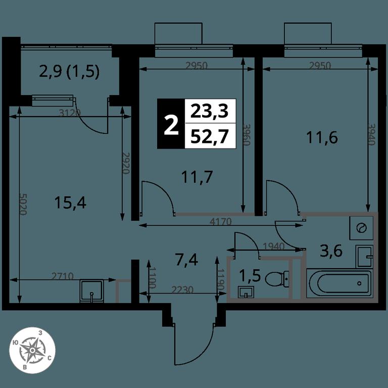 2-BD Apartment Sale, 52.7 sq. m. at Pervy Donskoj, zhiloy mikrorayon Sapronovo, derevnya Sapronovo, Leninskiy City District, Moscow Region, Russia #2 2-BD Apartment Sale, 52.7 sq. m. at Pervy Donskoj, zhiloy mikrorayon Sapronovo, derevnya Sapronovo, Leninskiy City District, Moscow Region, Russia #2