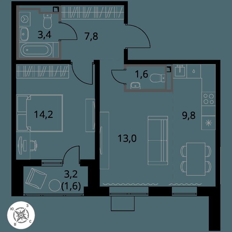 2-BD Apartment Sale, 51.4 sq. m. at Pervy Donskoj, zhiloy mikrorayon Sapronovo, derevnya Sapronovo, Leninskiy City District, Moscow Region, Russia #1 2-BD Apartment Sale, 51.4 sq. m. at Pervy Donskoj, zhiloy mikrorayon Sapronovo, derevnya Sapronovo, Leninskiy City District, Moscow Region, Russia #1
