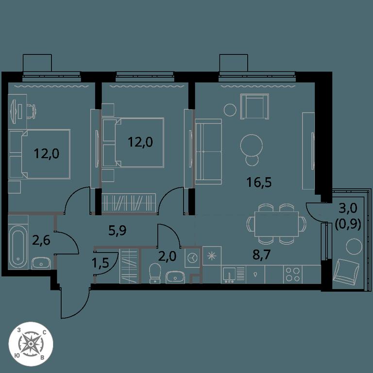 3-BD Apartment Sale, 62.1 sq. m. at Pervy Donskoj, zhiloy mikrorayon Sapronovo, derevnya Sapronovo, Leninskiy City District, Moscow Region, Russia #1 3-BD Apartment Sale, 62.1 sq. m. at Pervy Donskoj, zhiloy mikrorayon Sapronovo, derevnya Sapronovo, Leninskiy City District, Moscow Region, Russia #1