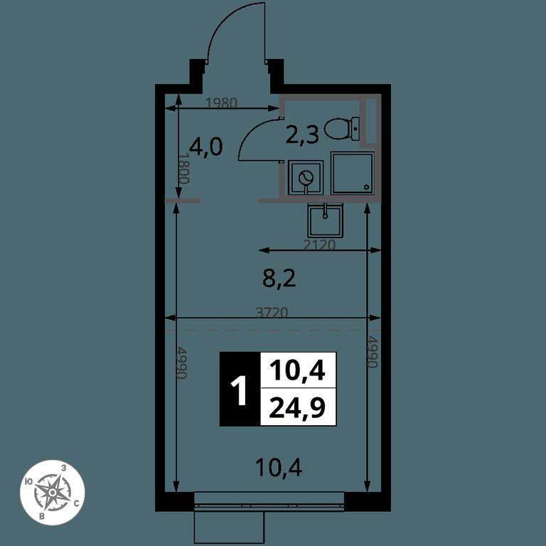 Apartment Sale, 24.9 sq. m. at Pervy Donskoj, zhiloy mikrorayon Sapronovo, derevnya Sapronovo, Leninskiy City District, Moscow Region, Russia #2