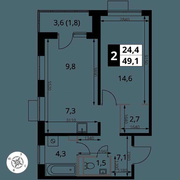 2-BD Apartment Sale, 49.1 sq. m. at Pervy Donskoj, zhiloy mikrorayon Sapronovo, derevnya Sapronovo, Leninskiy City District, Moscow Region, Russia #2 2-BD Apartment Sale, 49.1 sq. m. at Pervy Donskoj, zhiloy mikrorayon Sapronovo, derevnya Sapronovo, Leninskiy City District, Moscow Region, Russia #2