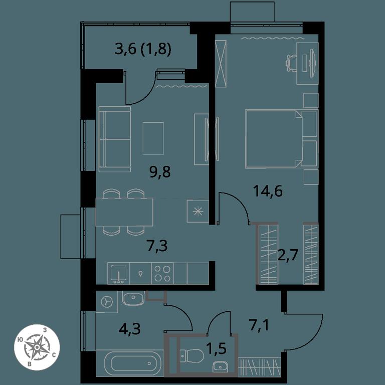 2-BD Apartment Sale, 49.1 sq. m. at Pervy Donskoj, zhiloy mikrorayon Sapronovo, derevnya Sapronovo, Leninskiy City District, Moscow Region, Russia #1 2-BD Apartment Sale, 49.1 sq. m. at Pervy Donskoj, zhiloy mikrorayon Sapronovo, derevnya Sapronovo, Leninskiy City District, Moscow Region, Russia #1