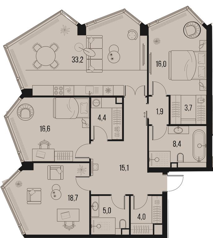 3-BD Apartment Sale, 128.7平方米 at High Life, Letnikovskaya Street, 11/10с1, Moscow, Russia #1