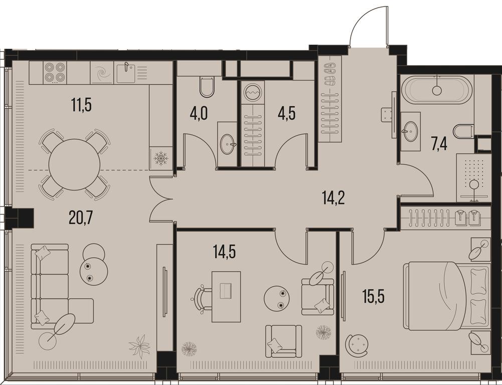 2-BD Apartment Sale, 92.3平方米 at High Life, Letnikovskaya Street, 11/10с1, Moscow, Russia #1