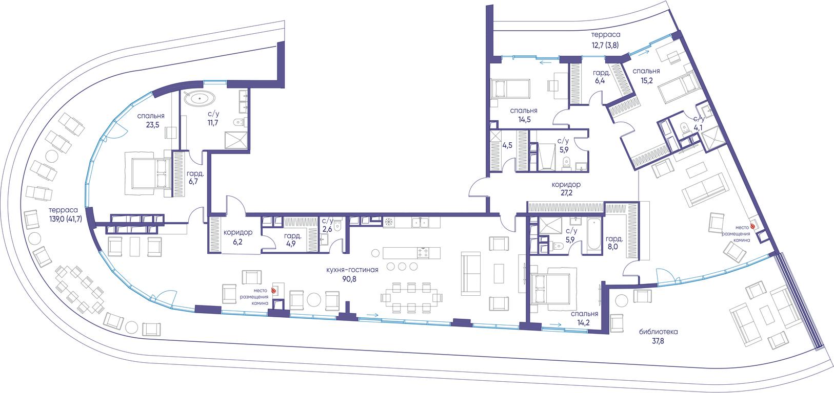 7-BD Apartment Sale, 335.7 sq. m. at Ostrov, Nizhnye Mnyovniki Street, 37Ас4, Moscow, Russia #1