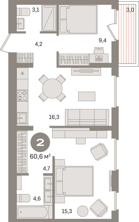 2-BD Apartment Sale, 60.6 sq. m. at Pervy kvartal, Kalinovaya ulitsa, derevnya Sapronovo, Leninskiy City District, Moscow Region, Russia #1 2-BD Apartment Sale, 60.6 sq. m. at Pervy kvartal, Kalinovaya ulitsa, derevnya Sapronovo, Leninskiy City District, Moscow Region, Russia #1