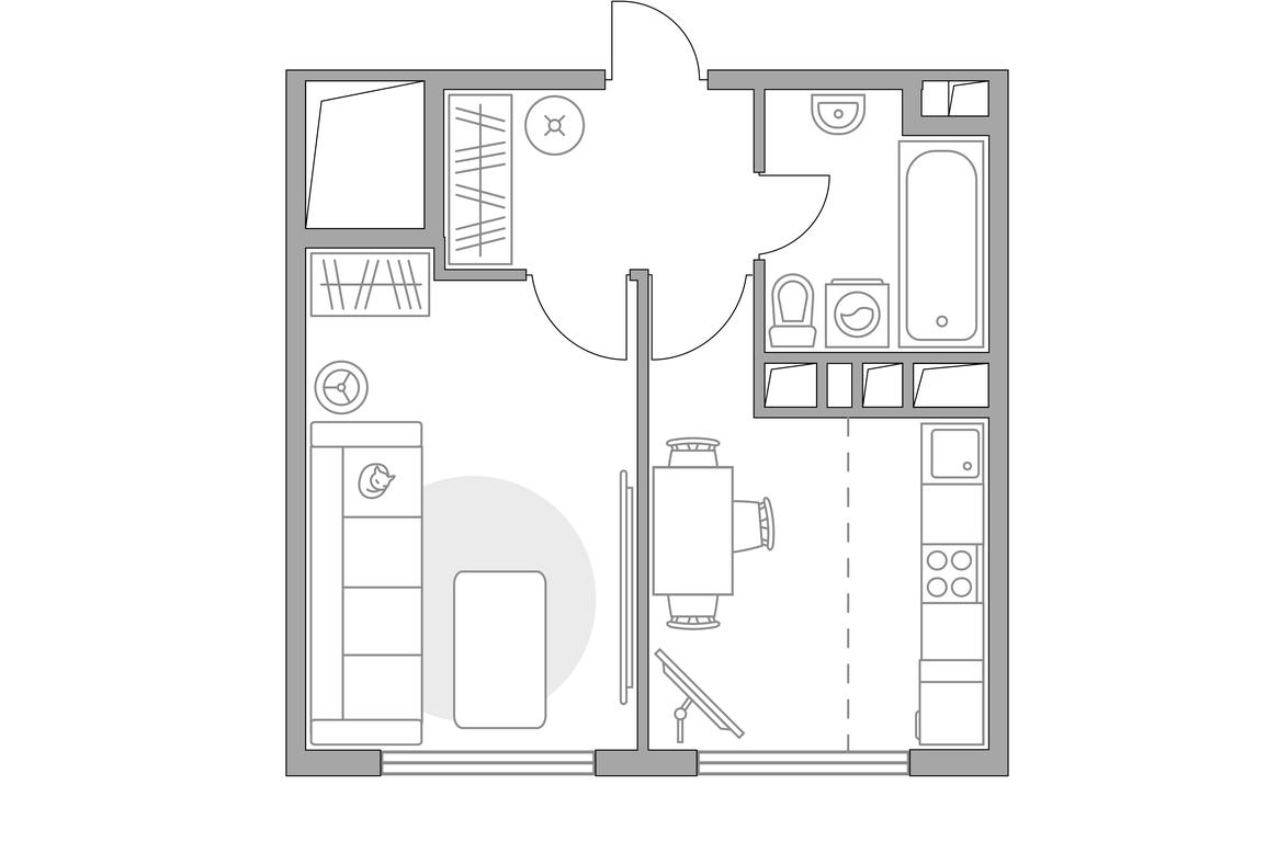 2-BD Apartment Sale, 29 sq. m. at Brigantina, Parkovaya ulitsa, 50к1, Dolgoprudny, Moscow Region, Russia #1