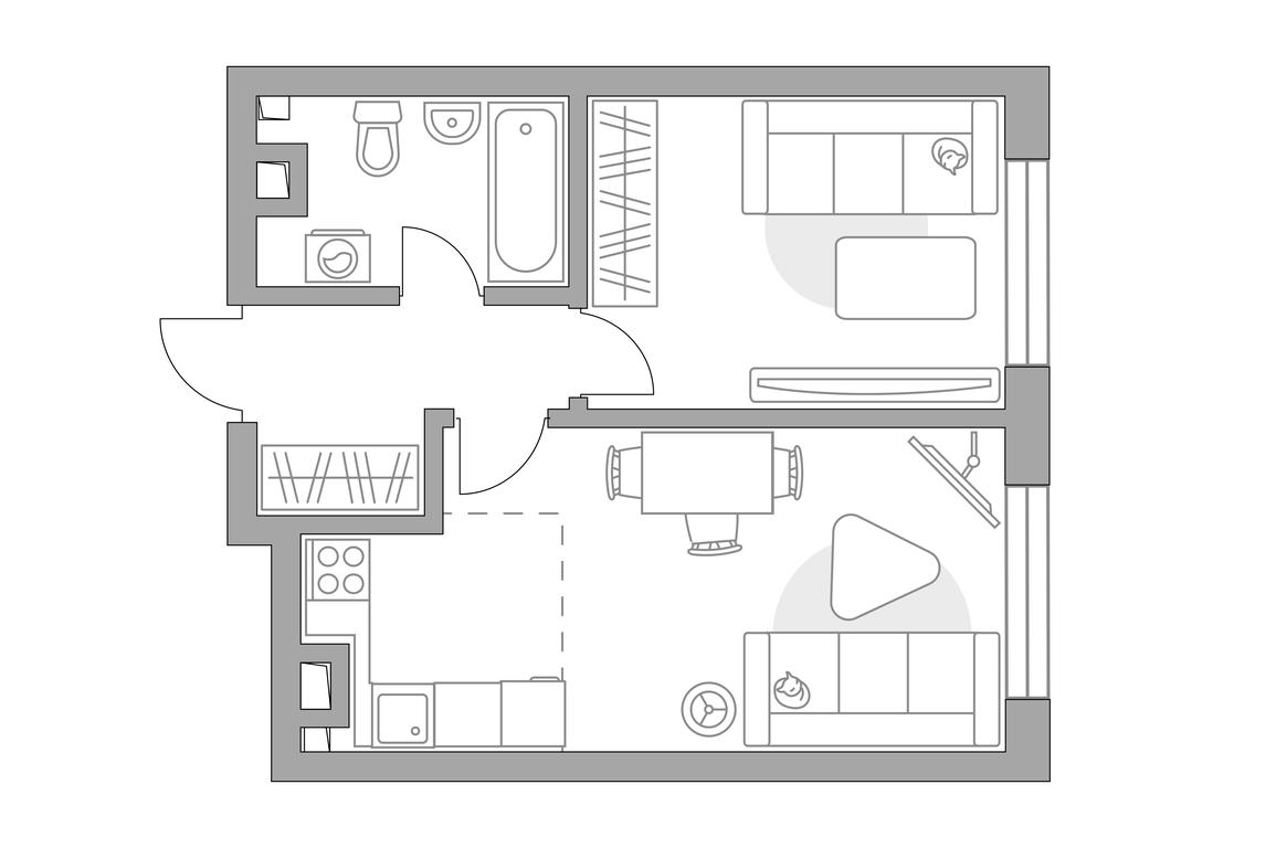 2-BD Apartment Sale, 38.8平方米 at Triniti, Dmitrovskoye Highway, Moscow, Russia #1