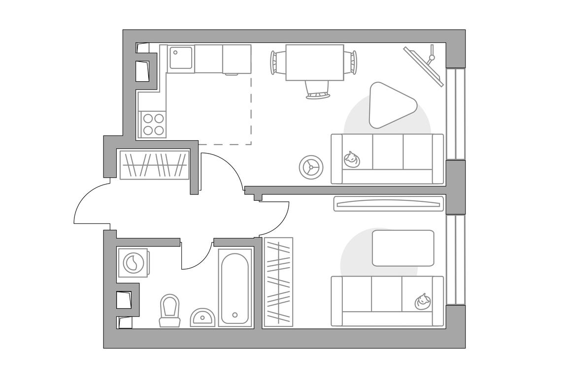 2-BD Apartment Sale, 38.75平方米 at Triniti, Dmitrovskoye Highway, Moscow, Russia #1