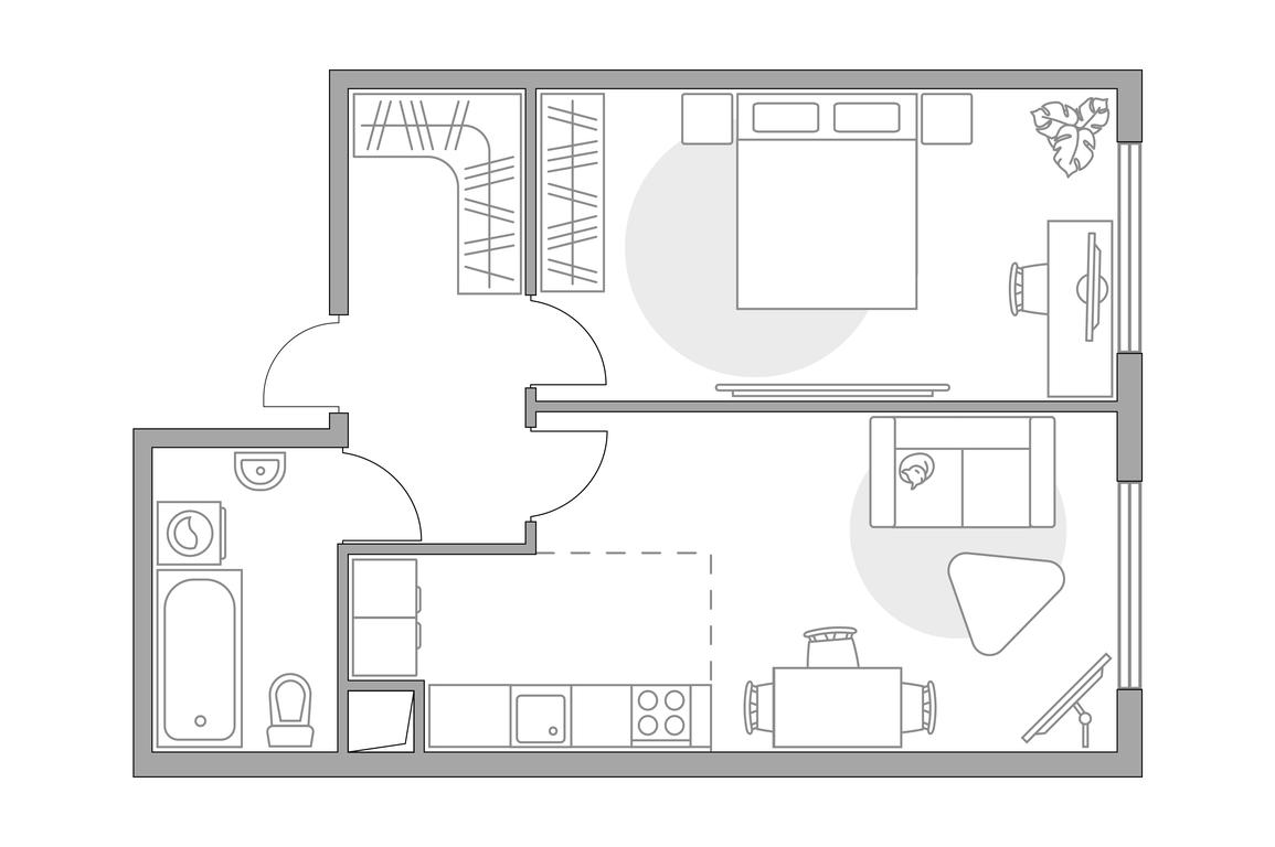 2-BD Apartment Sale, 44.2 sq. m. at Brigantina, Parkovaya ulitsa, 50к1, Dolgoprudny, Moscow Region, Russia #1
