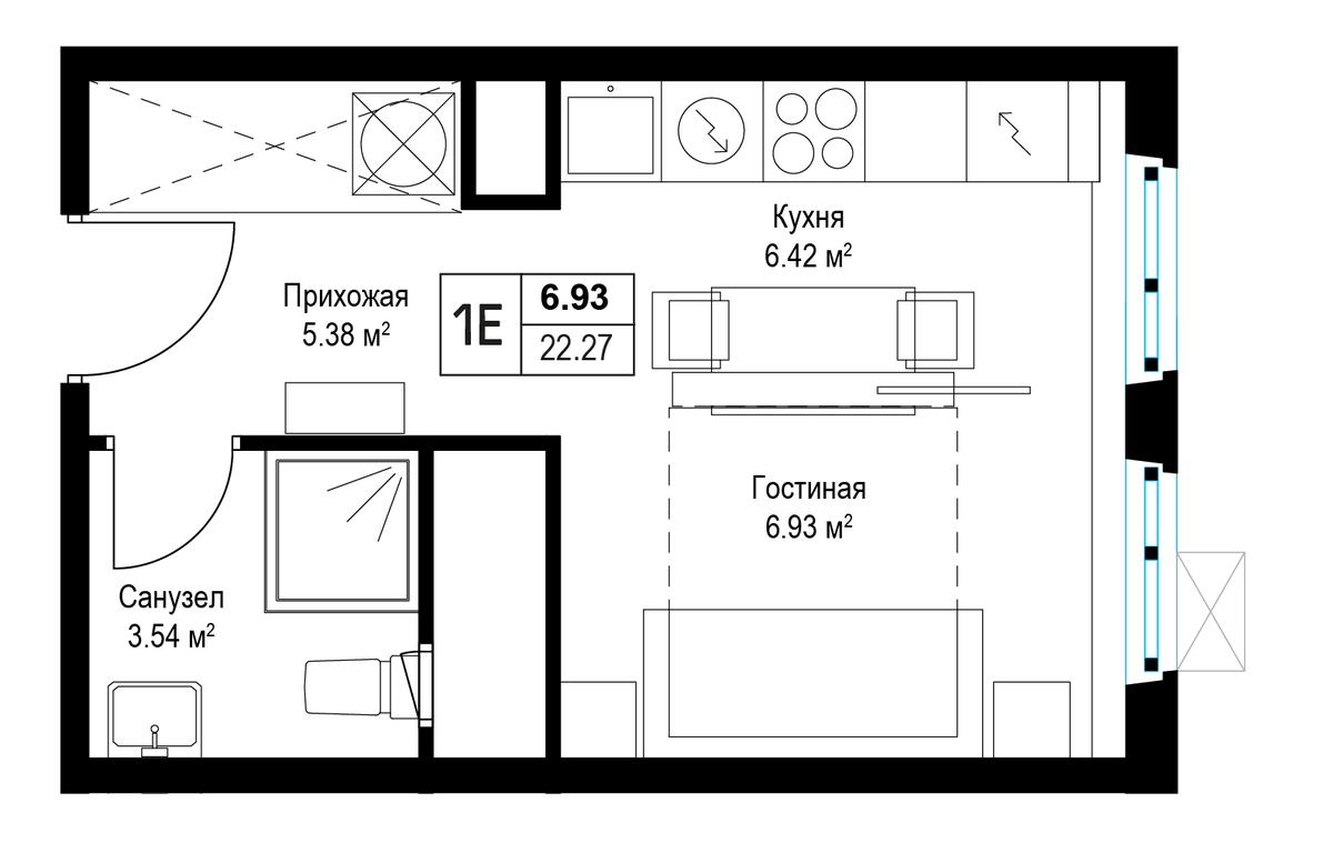 Apartment Sale, 22.4 sq. m. at Eko Vidnoe 2.0, kvartal Tsentralny, 1, Kupelinka Subdistrict, derevnya Sapronovo, Leninskiy City District, Moscow Region, Russia #1 Apartment Sale, 22.4 sq. m. at Eko Vidnoe 2.0, kvartal Tsentralny, 1, Kupelinka Subdistrict, derevnya Sapronovo, Leninskiy City District, Moscow Region, Russia #1