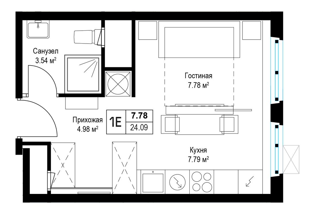 Apartment Sale, 24.2 sq. m. at Eko Vidnoe 2.0, kvartal Tsentralny, 1, Kupelinka Subdistrict, derevnya Sapronovo, Leninskiy City District, Moscow Region, Russia #1 Apartment Sale, 24.2 sq. m. at Eko Vidnoe 2.0, kvartal Tsentralny, 1, Kupelinka Subdistrict, derevnya Sapronovo, Leninskiy City District, Moscow Region, Russia #1
