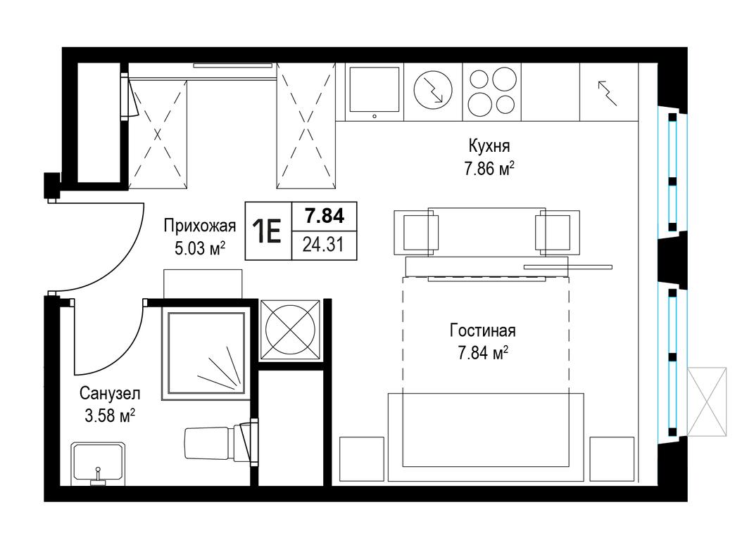 Apartment Sale, 24.2 sq. m. at Eko Vidnoe 2.0, kvartal Tsentralny, 1, Kupelinka Subdistrict, derevnya Sapronovo, Leninskiy City District, Moscow Region, Russia #1 Apartment Sale, 24.2 sq. m. at Eko Vidnoe 2.0, kvartal Tsentralny, 1, Kupelinka Subdistrict, derevnya Sapronovo, Leninskiy City District, Moscow Region, Russia #1