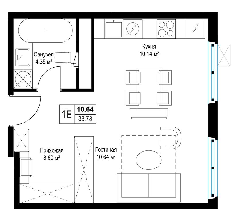 Apartment Sale, 33.7 sq. m. at Eko Vidnoe 2.0, kvartal Tsentralny, 1, Kupelinka Subdistrict, derevnya Sapronovo, Leninskiy City District, Moscow Region, Russia #1 Apartment Sale, 33.7 sq. m. at Eko Vidnoe 2.0, kvartal Tsentralny, 1, Kupelinka Subdistrict, derevnya Sapronovo, Leninskiy City District, Moscow Region, Russia #1
