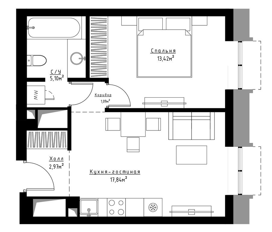 1-BD Apartment Sale, 40.8平方米 at Metropoliya, Volgogradsky Avenue, 32/3к1, Moscow, Russia #1 1-BD Apartment Sale, 40.8平方米 at Metropoliya, Volgogradsky Avenue, 32/3к1, Moscow, Russia #1