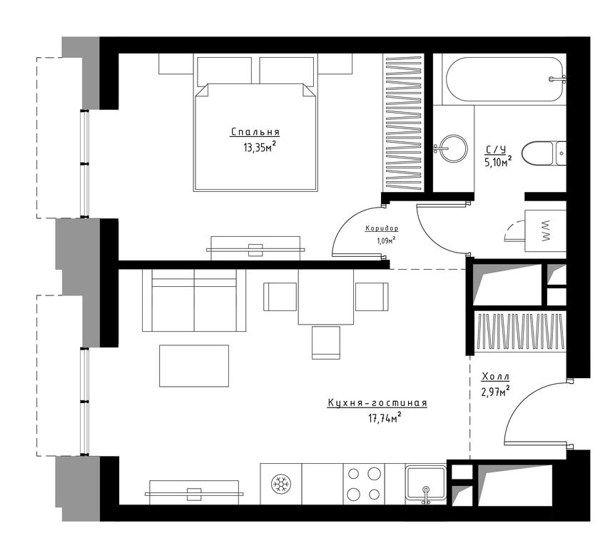 1-BD Apartment Sale, 40.6平方米 at Metropoliya, Volgogradsky Avenue, 32/3к1, Moscow, Russia #1 1-BD Apartment Sale, 40.6平方米 at Metropoliya, Volgogradsky Avenue, 32/3к1, Moscow, Russia #1