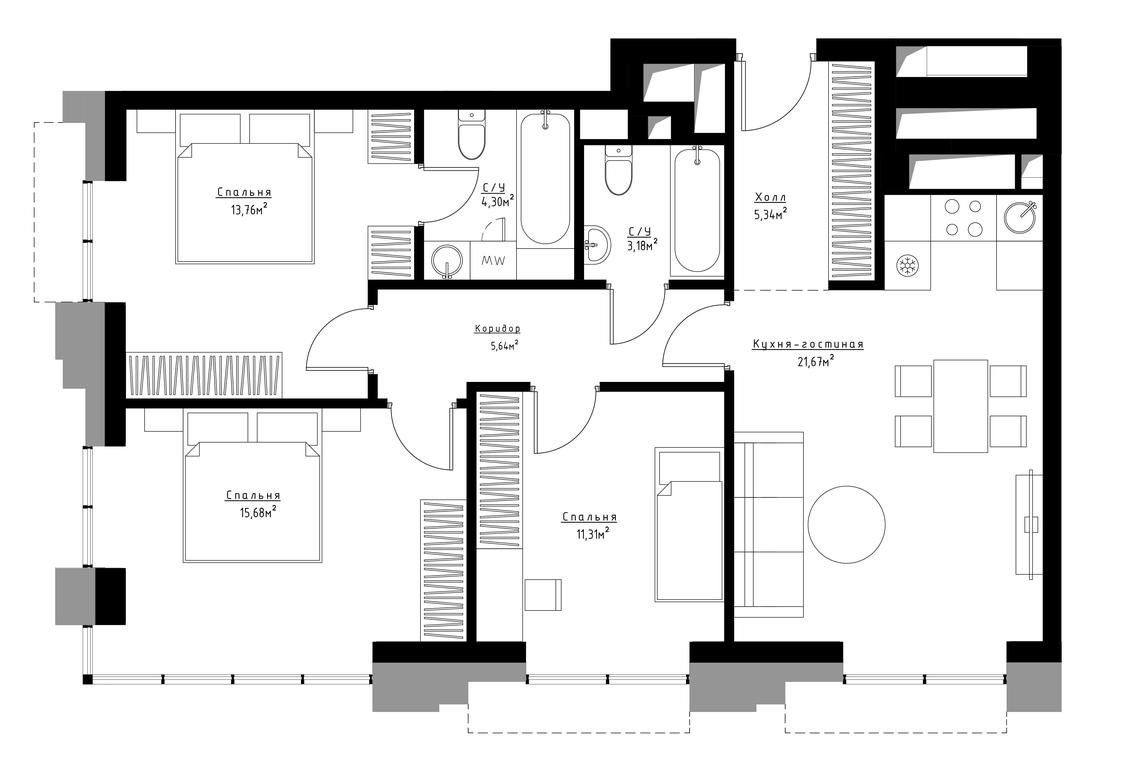 3-BD Apartment Sale, 81.4平方米 at Metropoliya, Volgogradsky Avenue, 32/3к1, Moscow, Russia #1 3-BD Apartment Sale, 81.4平方米 at Metropoliya, Volgogradsky Avenue, 32/3к1, Moscow, Russia #1