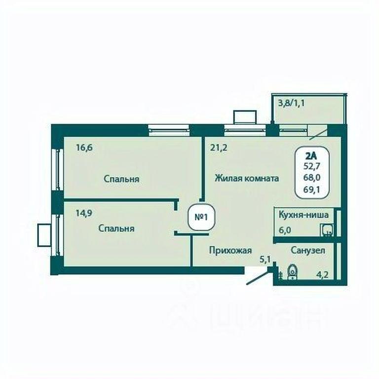 1-BD Apartment Sale, 69.1 sq. m. at Andreevka LIFE, Georgievskoe Highway, Moscow Region, Russia #1
