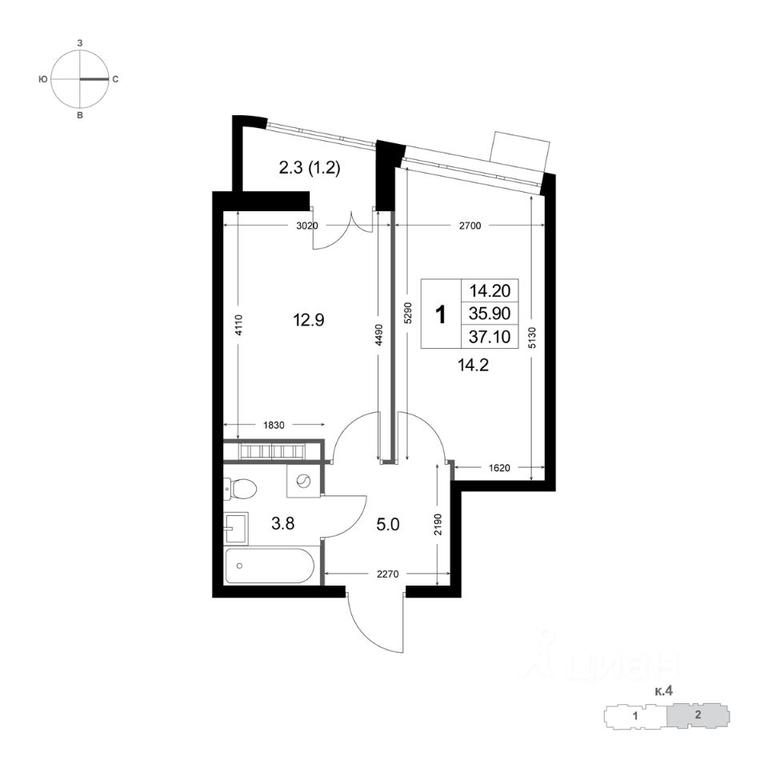 Apartment Sale, 37.1 sq. m. at Legenda Korenyovo, ulitsa Lorkha, dachny posyolok Kraskovo, Lubertsy City District, Moscow Region, Russia #1